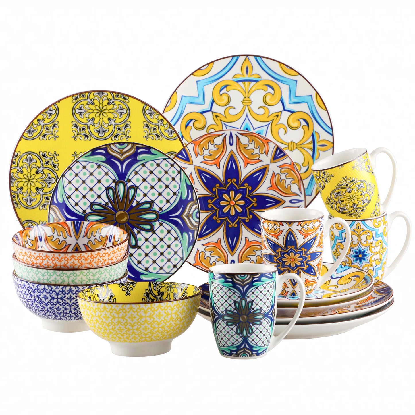 MALACASA Jasmin Luxury Dinnerware Set | Moroccan-Inspired Ceramic Tableware Collection