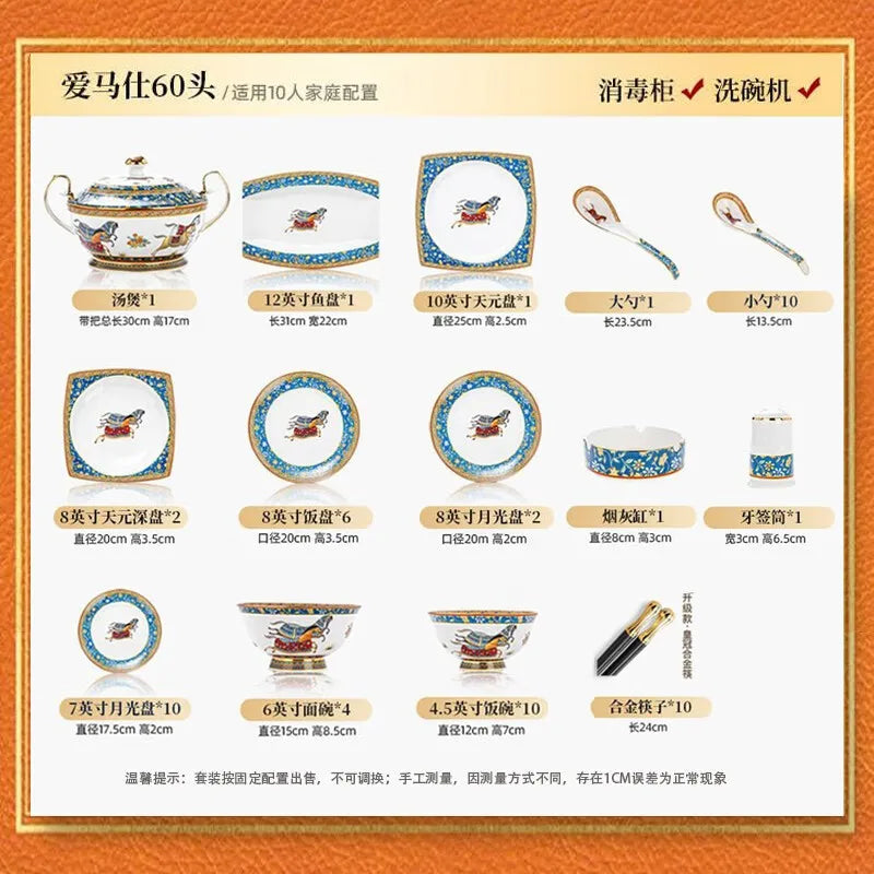 Luxury European Bone China Bowl Set | Gold Inlay Dinnerware Collection
