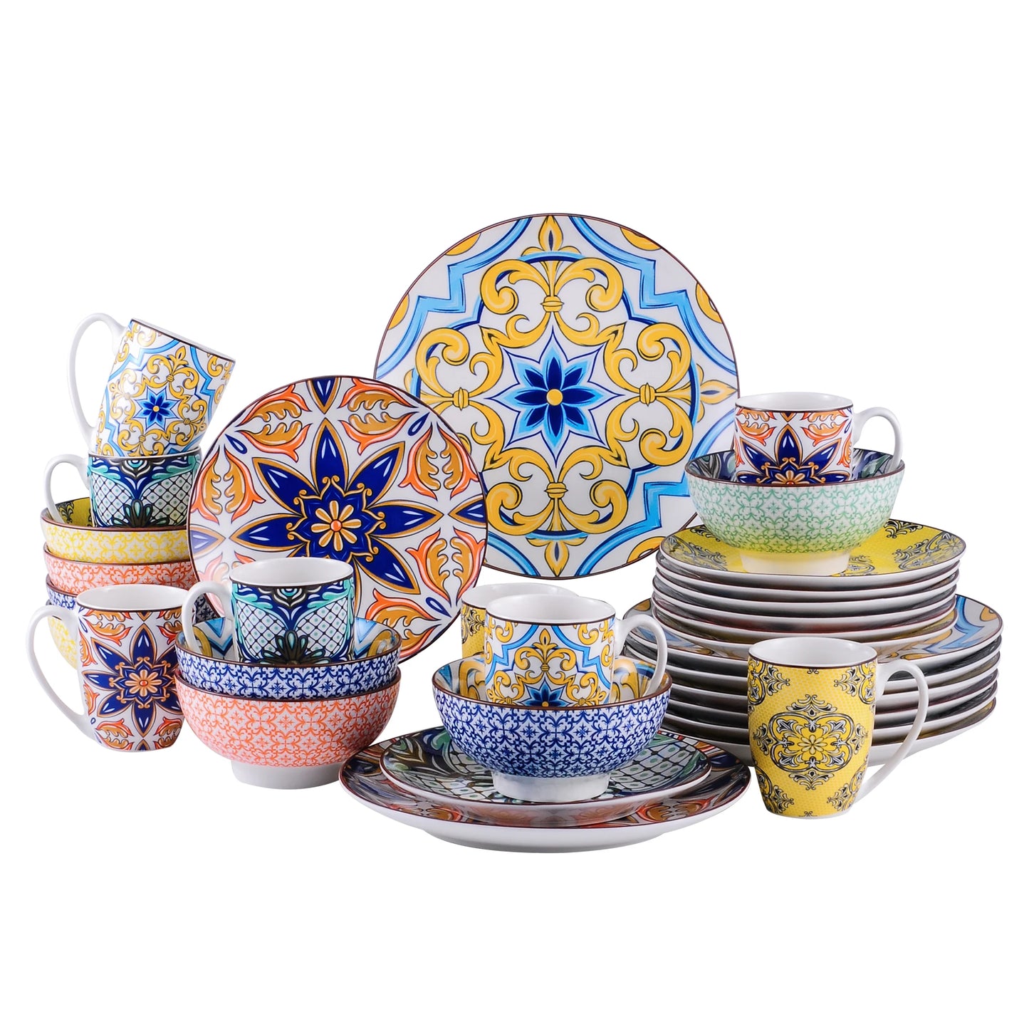 MALACASA Jasmin Luxury Dinnerware Set | Moroccan-Inspired Ceramic Tableware Collection