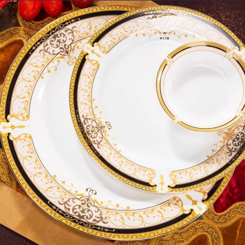 Luxury European Porcelain Dinnerware Set | Handmade Gold Trim Vienna Collection