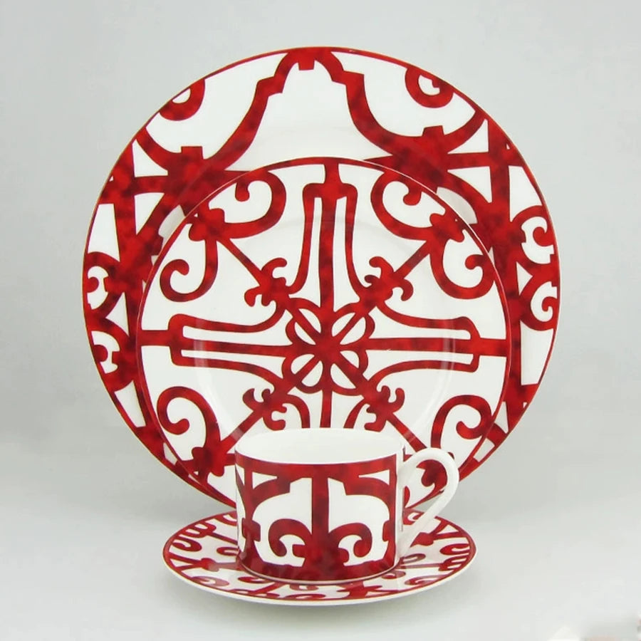 Luxury Geometric Porcelain Tableware Set | Modern Coffee Cup & Plate Collection