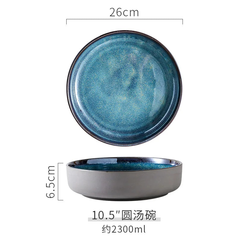 Luxury Kiln Glazed Porcelain Dinnerware Set | Modern Western Ceramic Tableware Collection