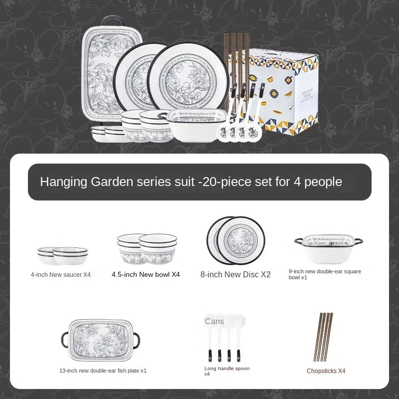 Luxury Porcelain Dinnerware Set for 4 | Lucky & Joyous Gift Box Tableware Collection