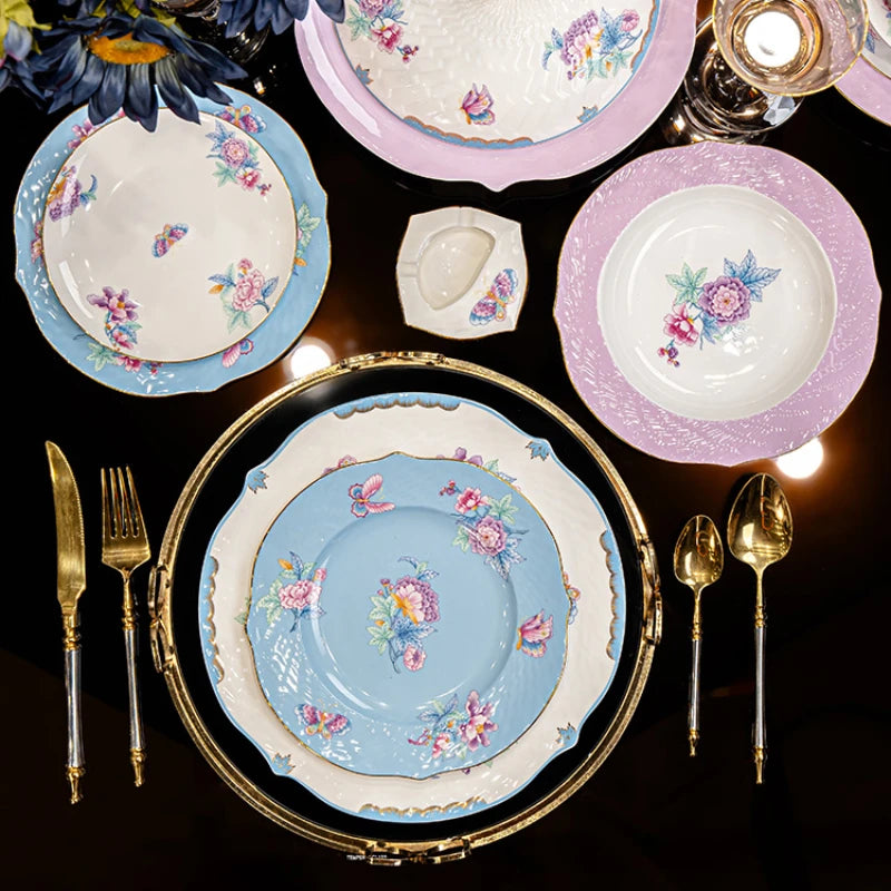 Luxury Bone China Dinnerware Set – Secret Garden French Floral Tableware (10+ Pieces)