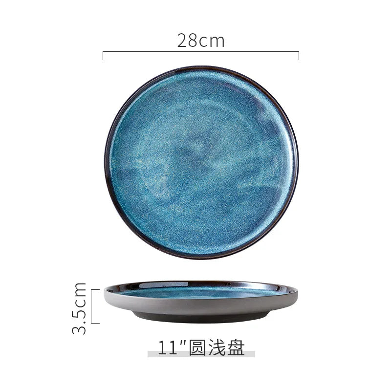 Luxury Kiln Glazed Porcelain Dinnerware Set | Modern Western Ceramic Tableware Collection