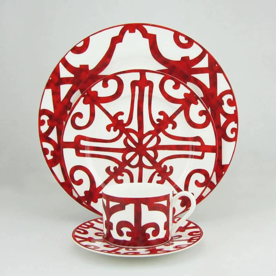 Luxury Geometric Porcelain Tableware Set | Modern Coffee Cup & Plate Collection