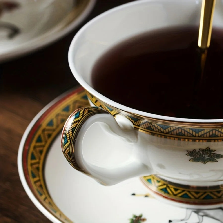 Luxury Bone China Coffee Cup & Saucer Set | Running Horse Afternoon Tea Collection