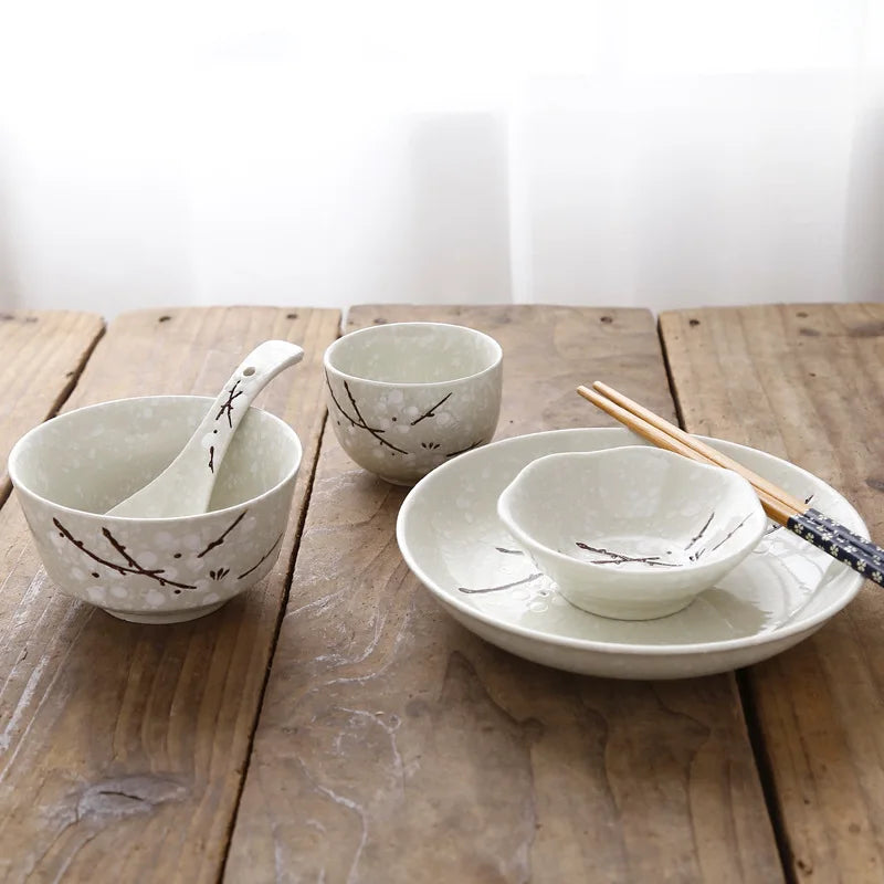 Luxury Japanese Ceramic Dinnerware Set | Scenic Pink Tableware Collection (6-Piece Set)