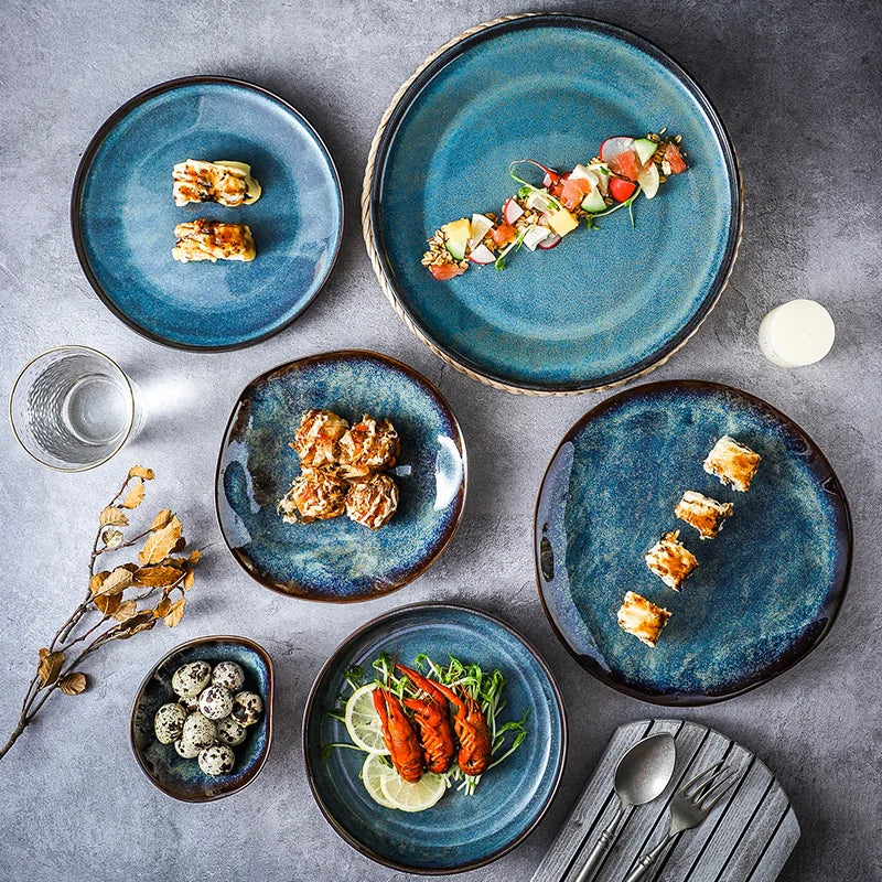 Luxury Kiln Glazed Porcelain Dinnerware Set | Modern Western Ceramic Tableware Collection