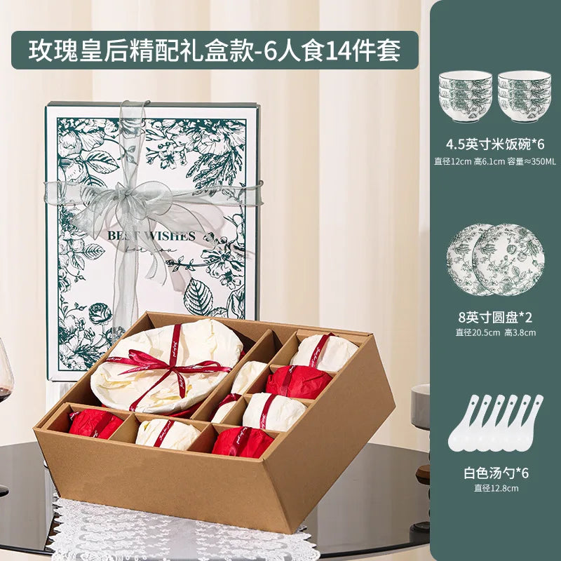 Luxury Porcelain Dinnerware Set for 4 | Lucky & Joyous Gift Box Tableware Collection