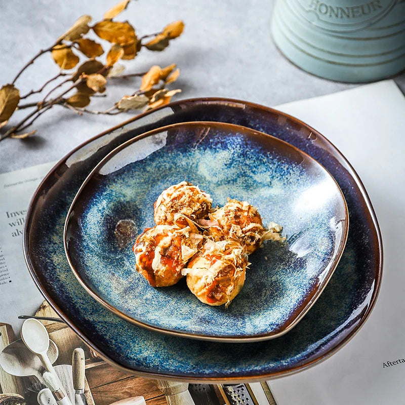 Luxury Kiln Glazed Porcelain Dinnerware Set | Modern Western Ceramic Tableware Collection