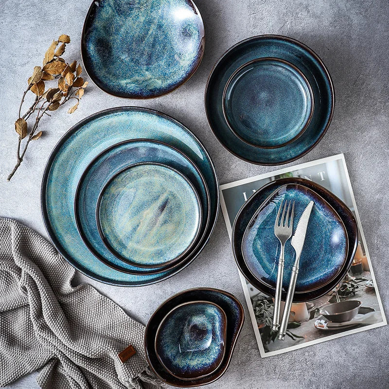 Luxury Kiln Glazed Porcelain Dinnerware Set | Modern Western Ceramic Tableware Collection