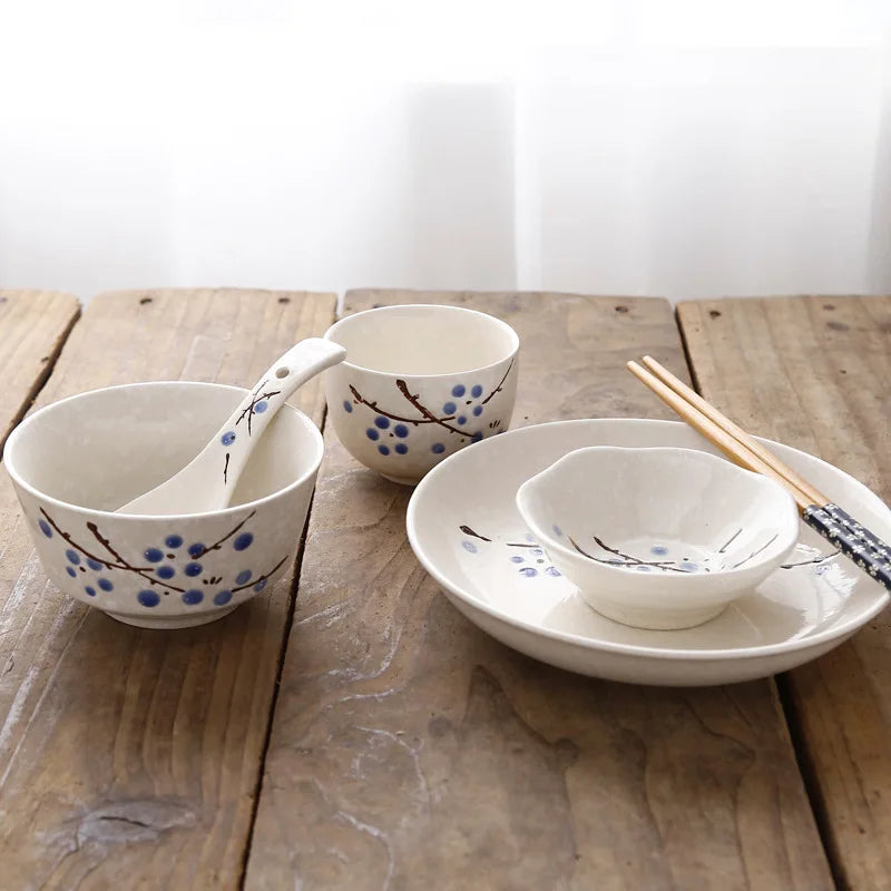Luxury Japanese Ceramic Dinnerware Set | Scenic Pink Tableware Collection (6-Piece Set)