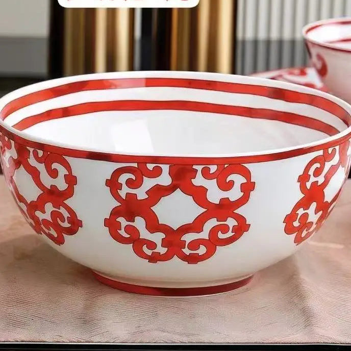 Luxury Bone China Tea Cup & Dinnerware Set | Red Pattern Afternoon Tea Collection