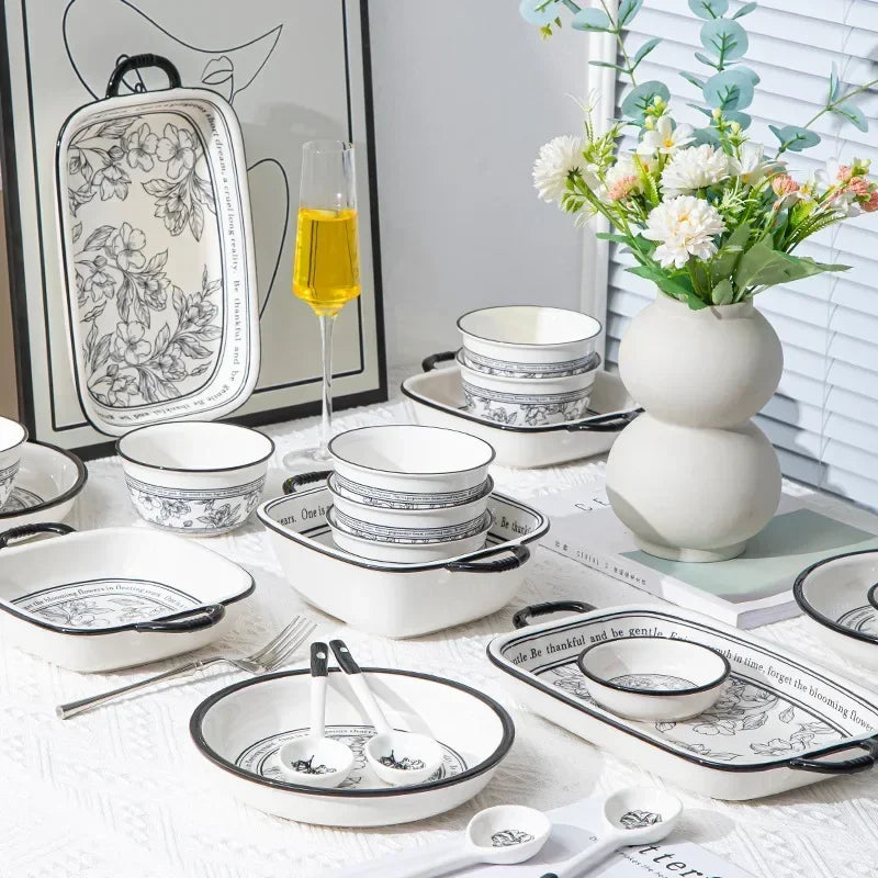 Luxury Porcelain Dinnerware Set for 4 | Lucky & Joyous Gift Box Tableware Collection