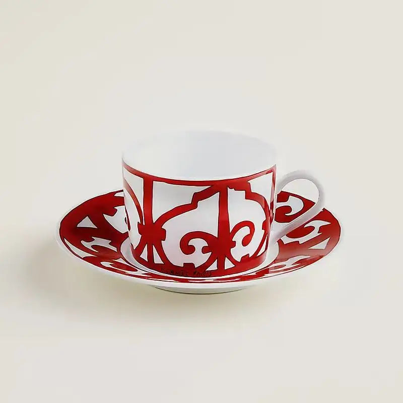 Luxury Bone China Tea Cup & Dinnerware Set | Red Pattern Afternoon Tea Collection