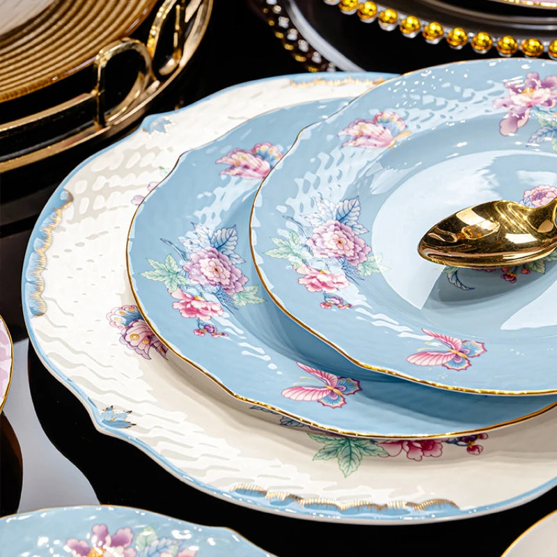 Luxury Bone China Dinnerware Set – Secret Garden French Floral Tableware (10+ Pieces)