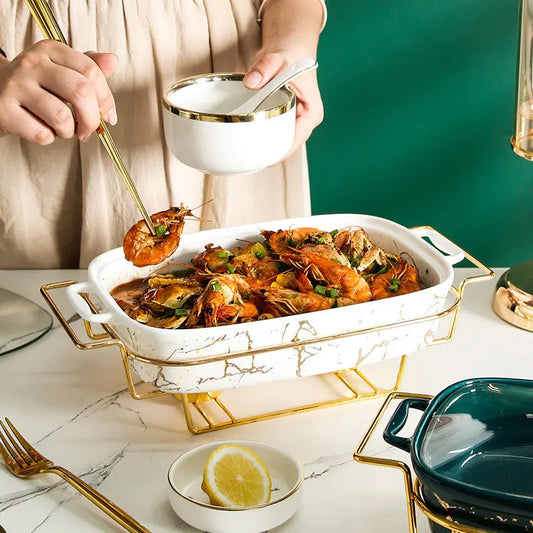 Luxury American Style Ceramic Dinnerware Set | Animal Pattern Tableware Collection