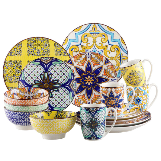 MALACASA Jasmin Luxury Dinnerware Set | Moroccan-Inspired Ceramic Tableware Collection