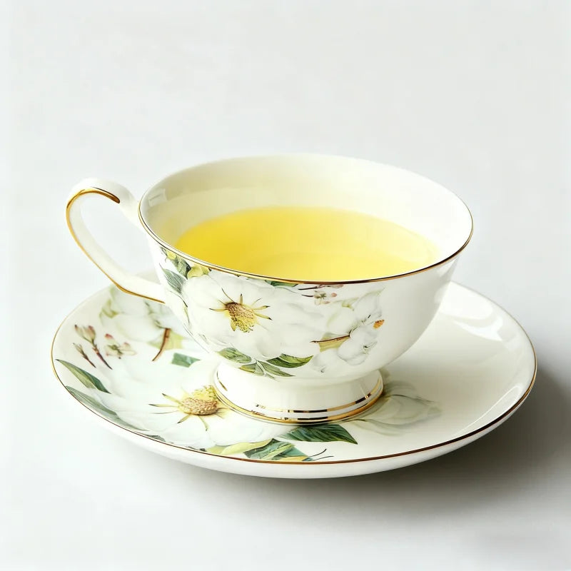Luxury Bone China Teacup & Saucer Set | European Floral Afternoon Tea Collection