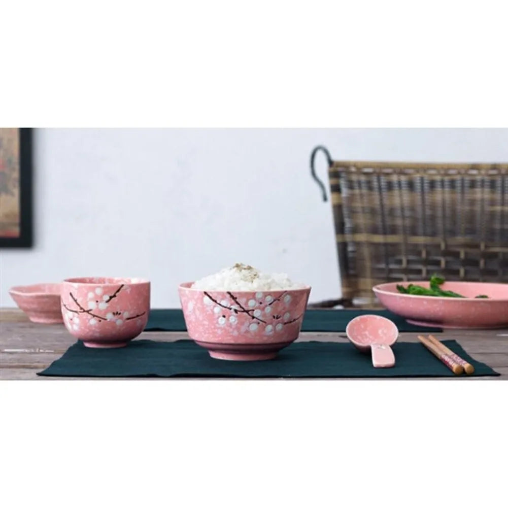 Luxury Japanese Ceramic Dinnerware Set | Scenic Pink Tableware Collection (6-Piece Set)