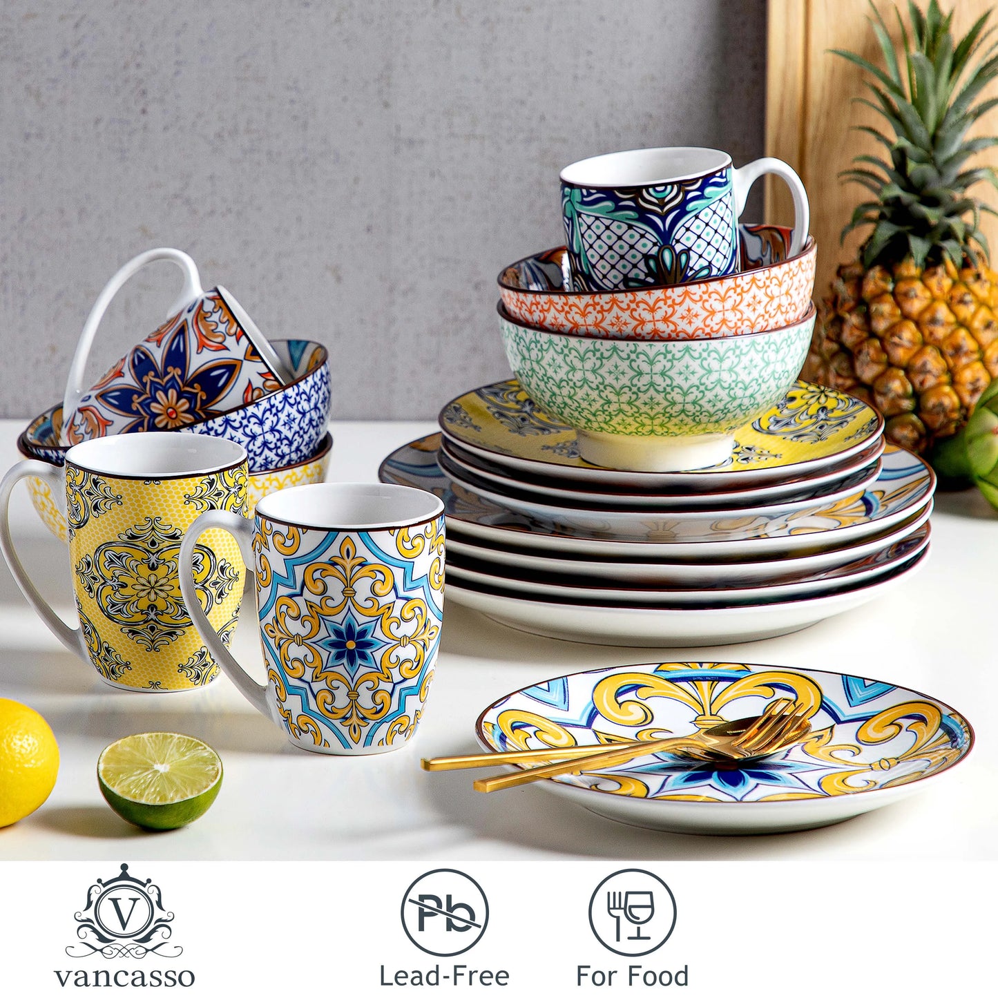 MALACASA Jasmin Luxury Dinnerware Set | Moroccan-Inspired Ceramic Tableware Collection